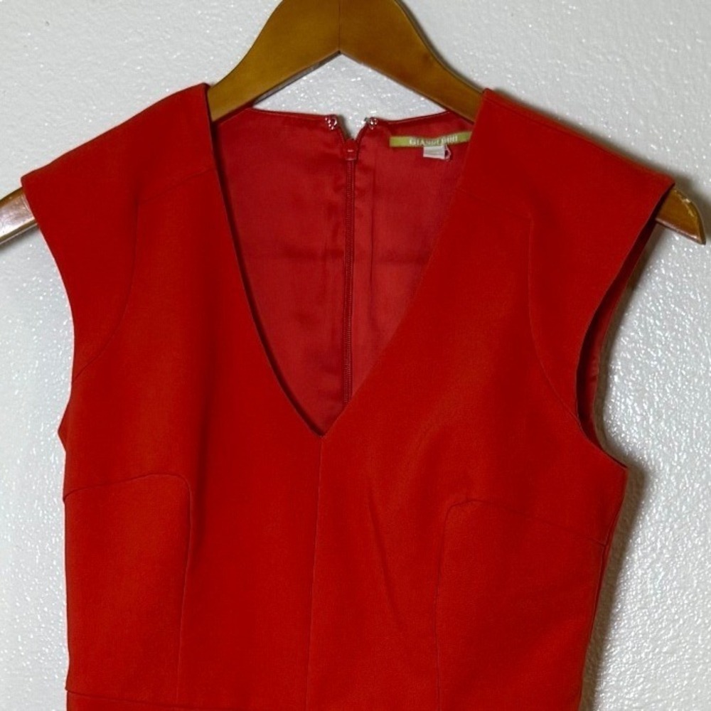 Gianni Bini Women Fit and Flare Dress XS Orange V-Neck‎ Cap Sleeve Classic - Picture 2 of 9